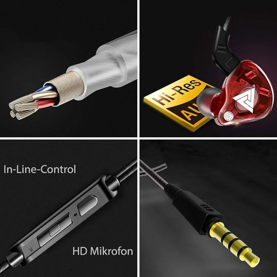 QKZ AK6 HD Bass Gaming Earphones with Ear Holders - 3.5mm Wired Connectivity - Purple, Transparent