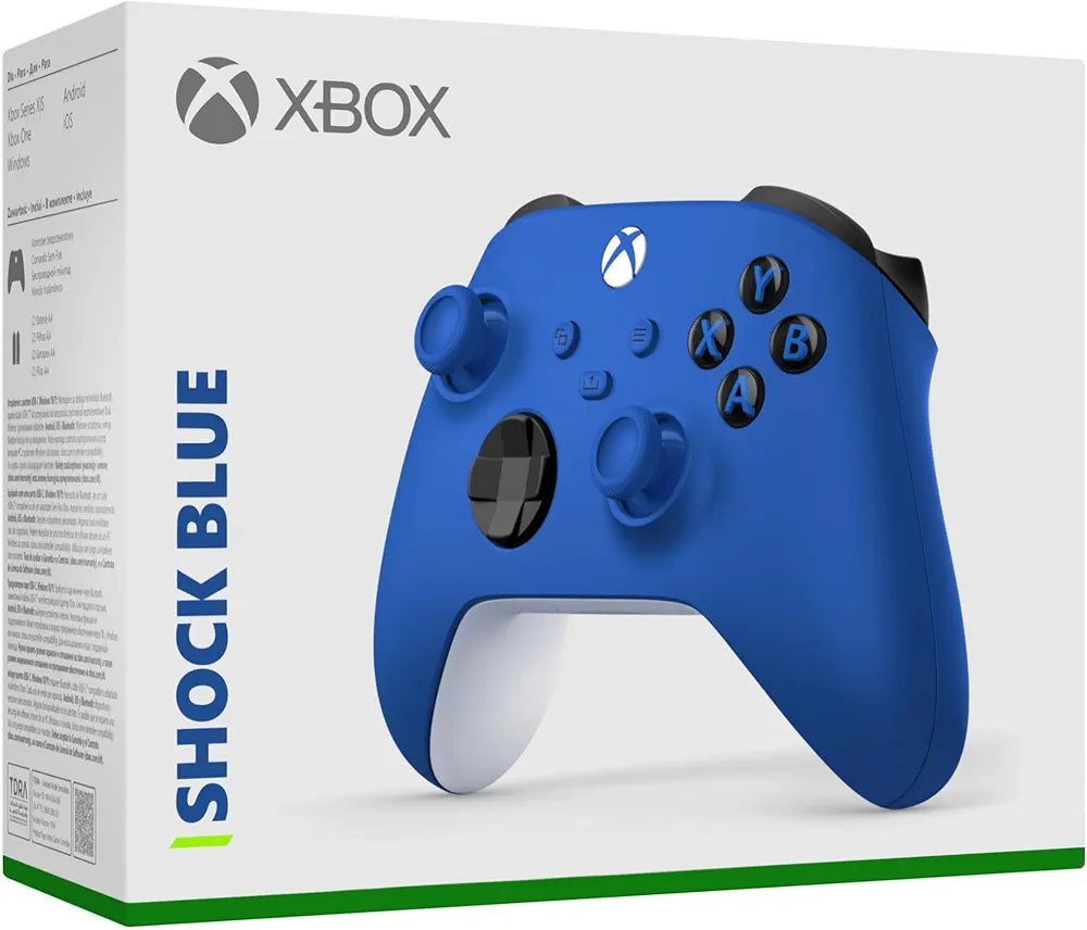 Xbox Wireless Controller Shock Blue with Hybrid D-Pad, Share Button, 3.5mm Audio Jack, USB-C Connectivity for Xbox Series X|S, Xbox One, and PC
