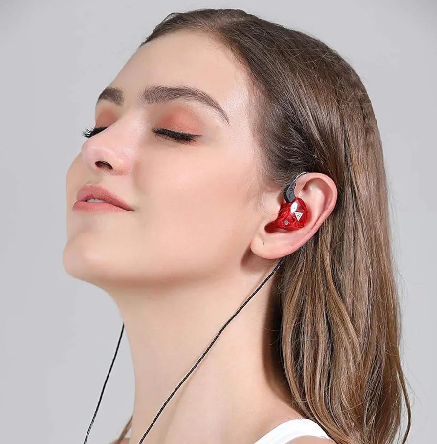 QKZ AK6 HD Bass Gaming Earphones with Ear Holders - 3.5mm Wired Connectivity - Purple, Transparent